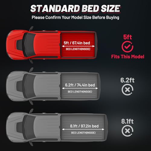 Image of BDFHYK Tri-Fold Truck Bed Tonneau Cover for Jeep Gladiator 2020-2026 5 FT Bed Heavy-Duty Truck Bed Protection Durable Aluminum Panels Hard Folding Tonneau Cover, Waterproof for Truck Camping