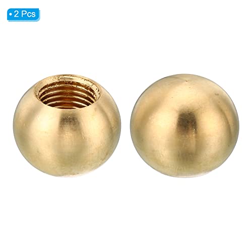 Image of PATIKIL M10x1 17.5mm Thread Lamp Finials Cap Knob, 2 Pack Brass Ball Lamp Decoration Screw Caps Threaded for Furniture Lighting Lamps