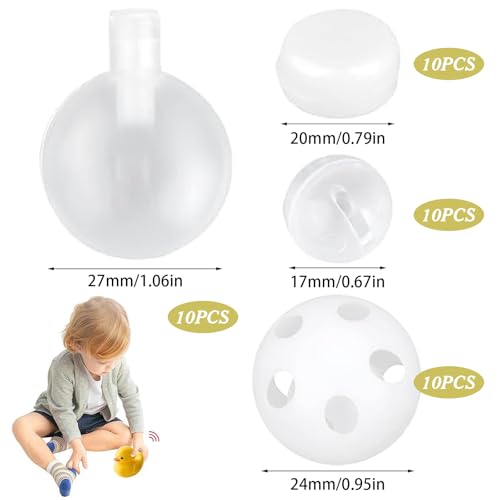 SHUOHONG 40 Stück Knisterfolie zum Einnähen, Set Rasseldosen Rasseln zum Einnähen, Niedlich Squealer Spielzeug Rassel Baby, Rasseleier, Oball Rassel für Hund Haustier Baby Spielzeug Noise Maker