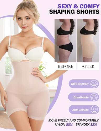 Tummy Control Shapewear Shorts for Women, High Waisted Body Shaper Seamless Shorts Underdress Thigh Slimmers4