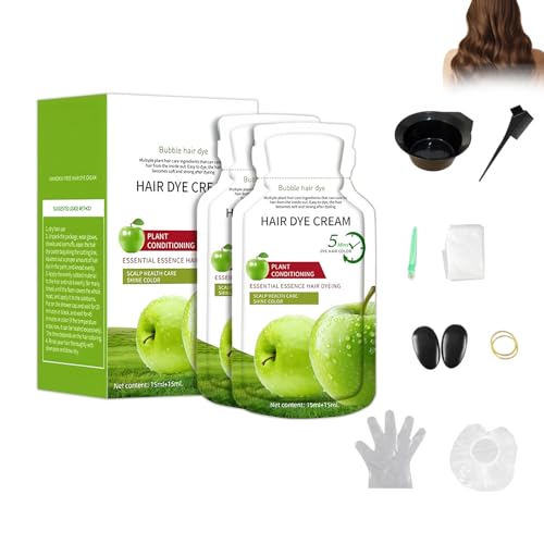 Apple Organic Hair Color Cream - Natural Black Hair Dye for Men & Women - Ammonia-Free & Chemical-Free - Long Lasting Shampoo Type Apple Hair Dye for Men & Women 10 Sachets x 30ml (Brown)