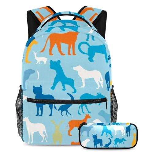 Sac à dos et cartable bleu silhouette animal pour les journées d'école et sorties