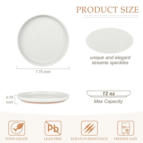 Image of LIANYU 4Pcs Dinner Plates Set, 7.75'' Small and Round Stoneware Salad Plate, Porcelain Dishes Set for Kitchen Dining Dessert, Steak, Oven, Microwave & Dishwasher Safe, Scratch Resistant, Fog Green
