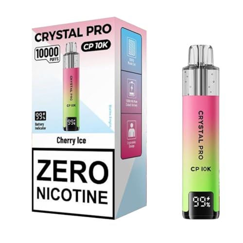 R3loaded Crystal Pro CP 10K Device LED Battery Indicator Sleek Portable Design Rechargeable 1000mAh Battery 2ml Cartridge 0mg No Nicotine (Cherry Ice)