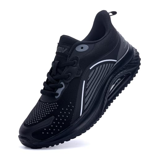 AOV Womens Wide Walking Shoes Arch Support Plantar Fasciitis Sneakers Wide Orthotic Tennis Shoes for Bunions, Flat Feet Blackwhite Size 9