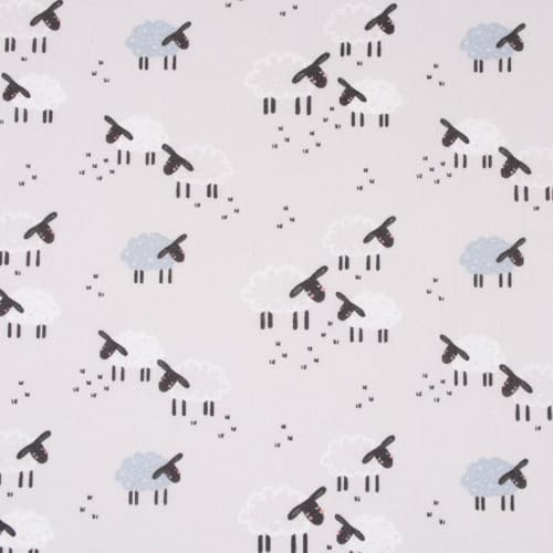 SCHÖNER LEBEN. Baumwollstoff Karl Schäfchen grau 1,40m Breite