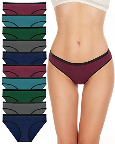 Image of YADIFEN 5 Pack Cotton Underwear for Women Hipster Panties Low Briefs Bikini Underwears