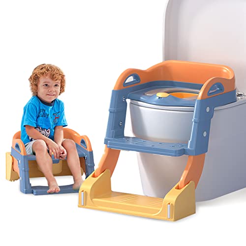 Balakaka Adaptador WC niños con escalera,Asiento Inodoro con Escalón Ancho Antideslizante,Plegable, Altura Ajustable Orinal Infantil Bebés Orinales Asiento Formación de 1 a 7 Años Cover