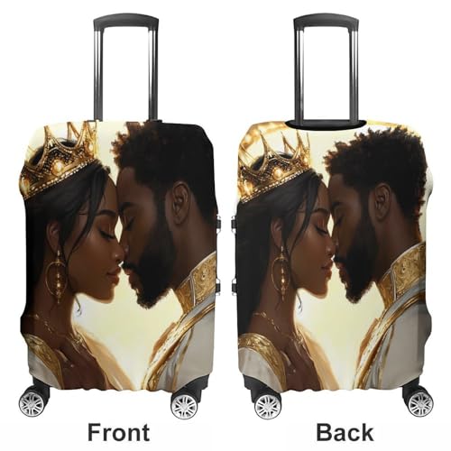 Black Couple King And Queen Afro Woman Man Lovers Luggage Cover Cute Travel Suitcase Cover Protective Cover for Women Men L3