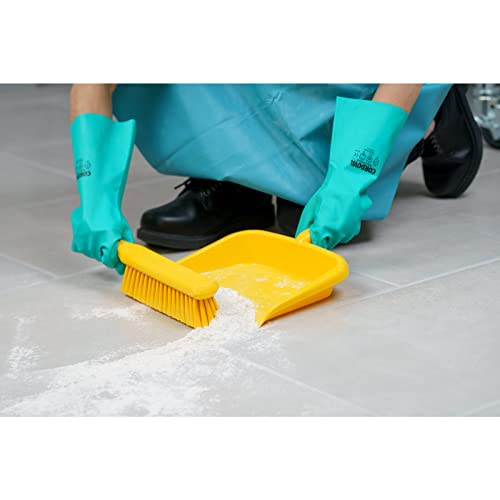 Image of SPARTA Large Handheld Dustpan with Hanging Hole, Heavy-Duty Plastic Dustpan with Wide Lip for Countertops and Surfaces, Plastic, 10 Inches, Yellow, (Pack of 12)