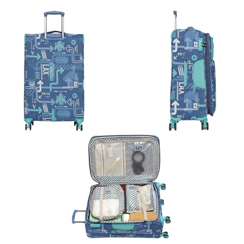 Image of uppercase JFK Plus 10100EST1DBL Large Check-in Eco Soft Trolley Bag, Dust Resistant Luggage Made of Sustainable Material, 8 Wheel Trolley Bag with TSA Lock,Travel Suitcase for Men & Women (Denim Blue)