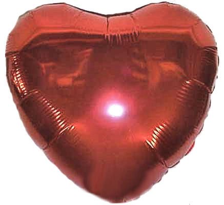‚Rot Metallic‘ Folienballon Herz, verpackt, 43cm, Heliumfüllung: Gefüllt