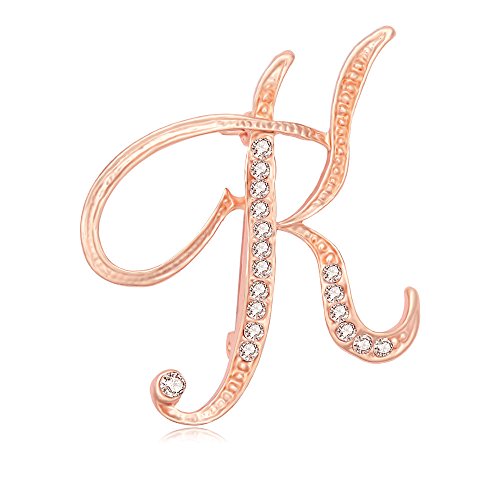 26 Letter English Alphabet Real Gold Plated Brooch an Pin for Women's Jewelry