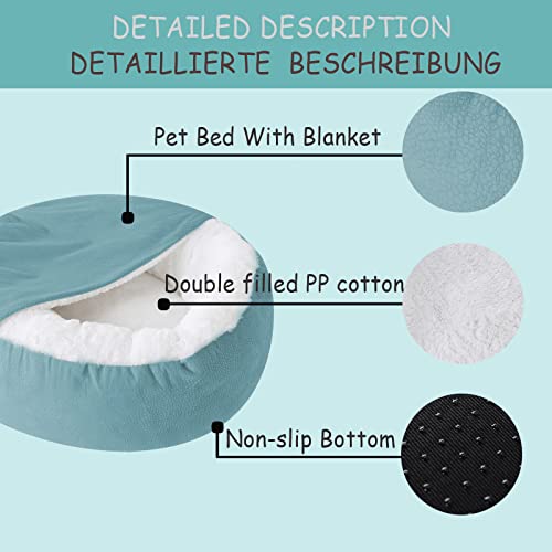 Peswety Cuddle Dog Bed Cat Bed Donut Small Pet Medium Cover Washable Clearance Snuggler Soft Plush Attached Blanket… - Image 2