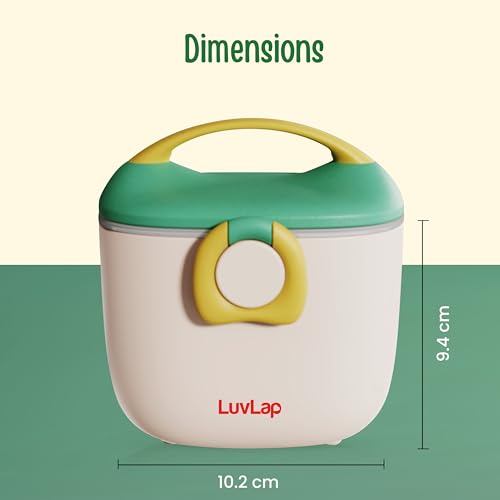 Image of LuvLap Portable Milk Powder Container Green 500ML, Baby Food Container with Spoon, Non-Toxic BPA Free Kids Milk Powder Box with Handle, Anti-Leak Silicone Baby Food Container for Travelling, Green