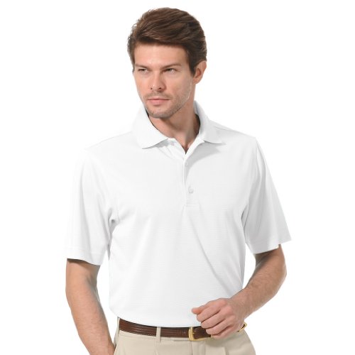 Monterey Club Men's Ottoman Texture Solid Polo Shirt #1097 (White, Small)