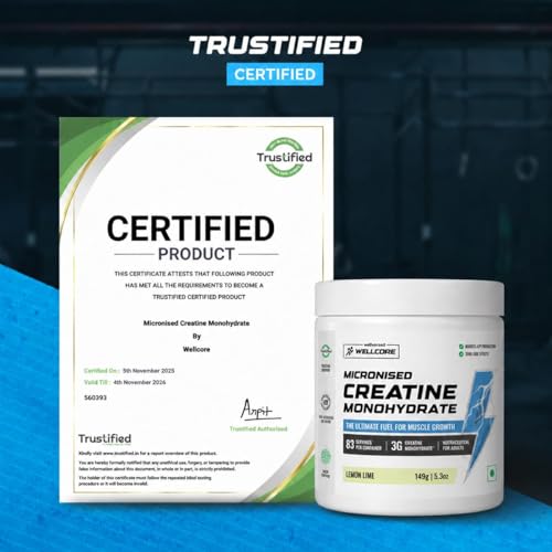 Image of Wellcore Pure Micronised Creatine Powder For Enhanced Muscle Strength With Rapid Absorption (83 Servings (Pack Of 2), Lemon Lime)