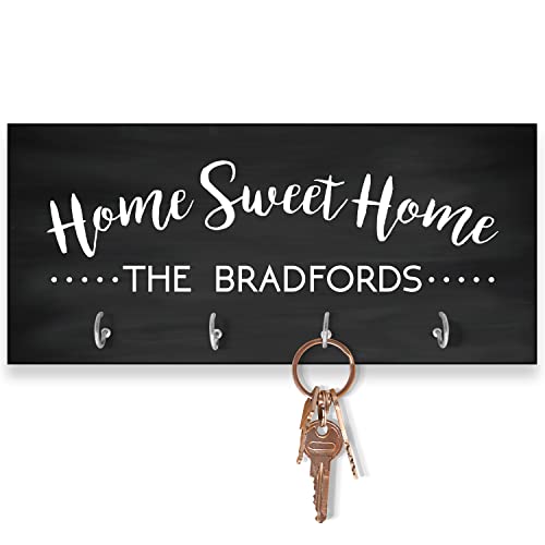 Pattern Pop Personalized Chalkboard Look Home Sweet Home Key Hanger