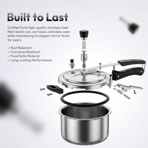 Image of Everyday Stainless Steel 3 Litre Pressure Cooker | Mirror Finish | Inner Lid Design | Gas & Induction Compatible | Durable Food Grade Cooker