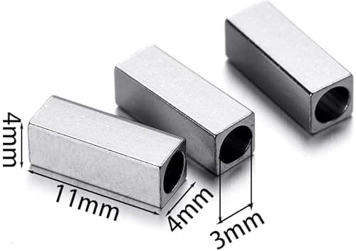 Miniatura 2 de 20 cuentas espaciadoras cuboides para hacer joyas, cuentas espaciadoras de acero inoxidable, cuentas espaciadoras sueltas para manualidades,
