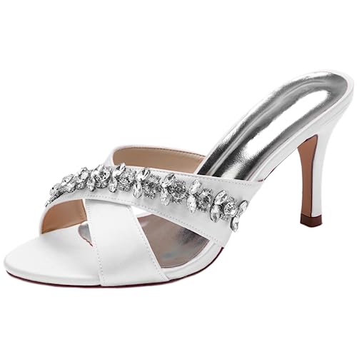 Sandales de fête de mariage en satin à strass pour briller en soirée