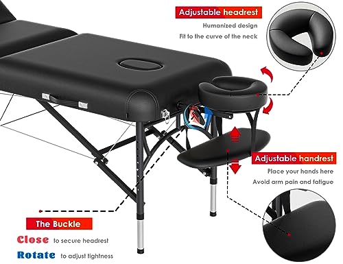 Image of CLORIS 84 inch Professional Massage Table 3 Section Portable Hold Up to 1100LBS