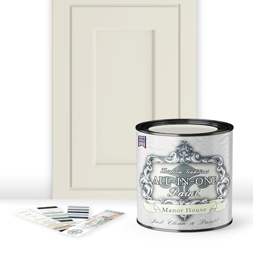 ALL-IN-ONE Paint by Heirloom Traditions, Manor House (Creamy Warm White), Quart - Durable cabinet...