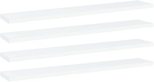 Estantes flotantes, 4 estantes de pared blancos de 23.6 x 3.9 pulgadas, tablero de estantería simple para dormitorio, sala de estar, baño, cocina,