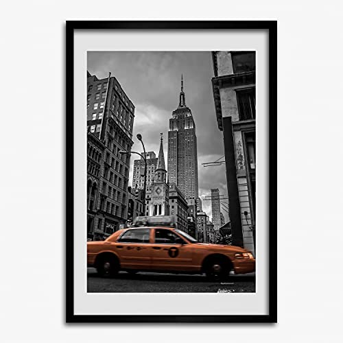 Cadre photo 50x70 cm affiche New York tableau moderne salon décoration murale bois