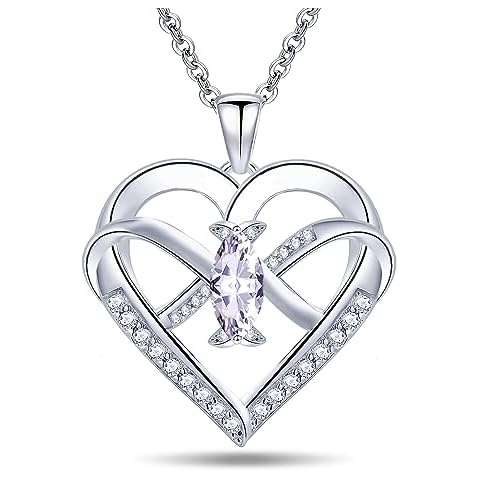 Emma Manor EM Heart Pendant Necklace 14k White Gold Plated 5A Cubic Zirconia Infinity Butterfly Jewelry for Women (Clear) Cover