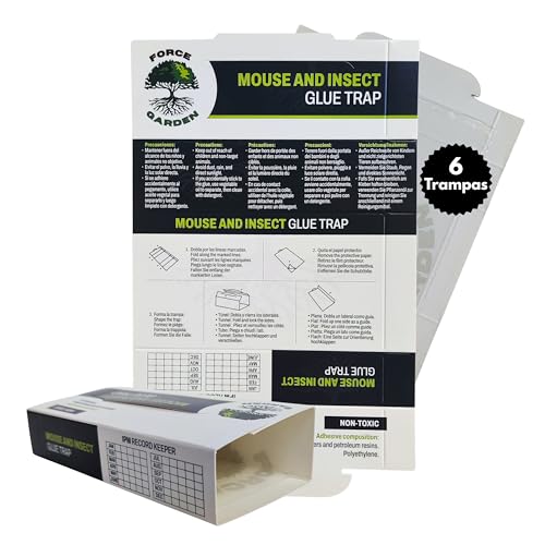 Force Garden - 6X Trampas para Ratones, Cucarachas e Insectos | Pegamento Súper Adhesivo | Seguro para Niños y Mascotas | Fácil de Usar | Sin Veneno | Desechables y Reciclables