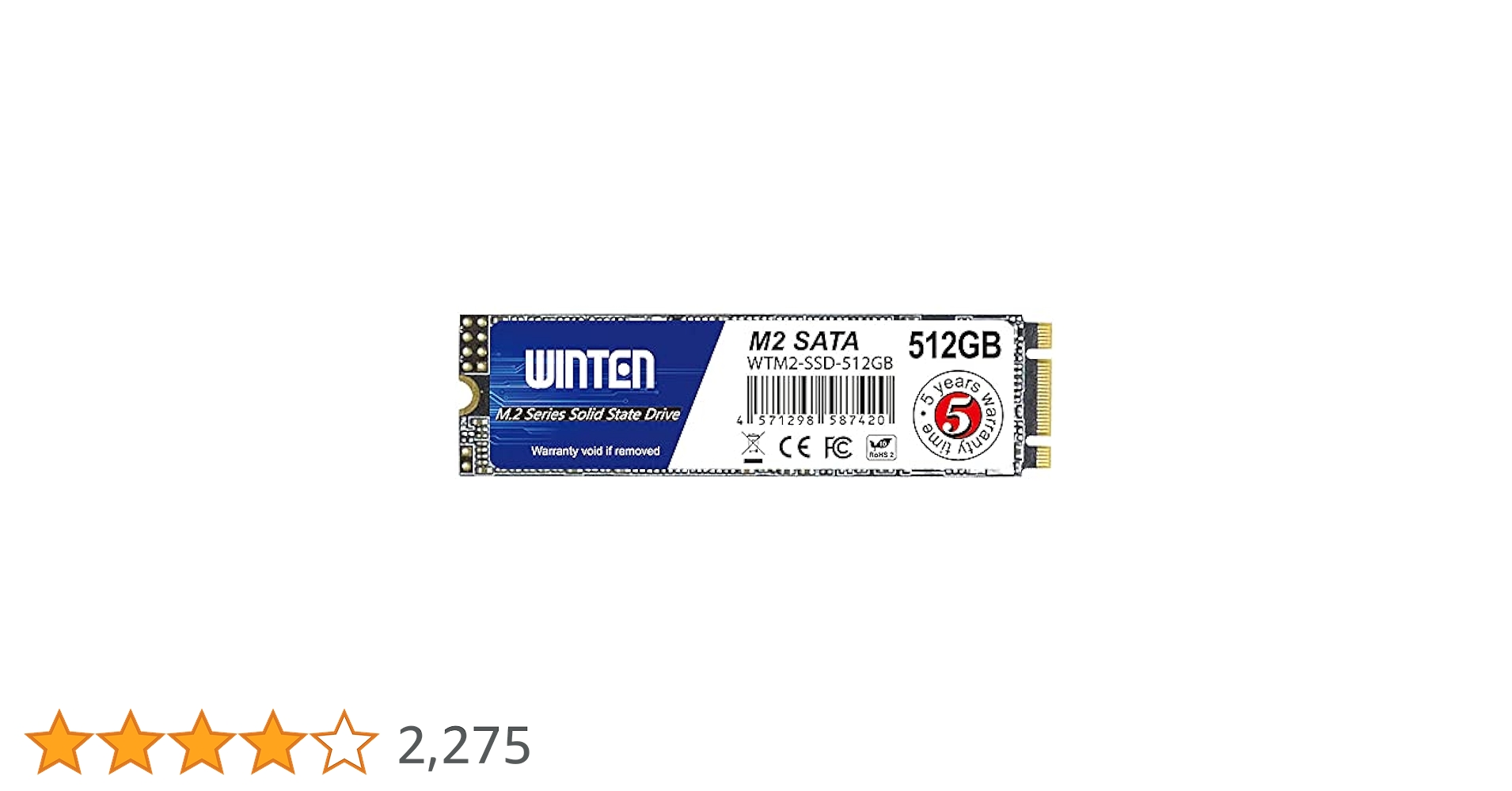 Amazon | WINTEN SSD M.2 SATA 512GB 2280 3D NAND SATA3 6Gb/s