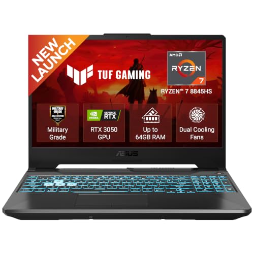 Image of ASUS TUF A15 (2026),Smartchoice,AMD Ryzen 7 8845HS,RTX 3050-4GB,16GB RAM (Upgradeable),512GB SSD,FHD,15.6 inch(39.6 cm),144Hz,Win 11,M365 Basic(1Y),Office 24,Black,2.3 Kg,FA506NCG-HN192WS,Gaming Laptop