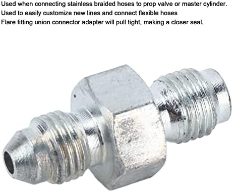 Brake Fitting Adapter, 3AN Male To 3/8‑24 Inverted Flare Adapter Fitting Metal HAF01 for 3/16in Brake Line