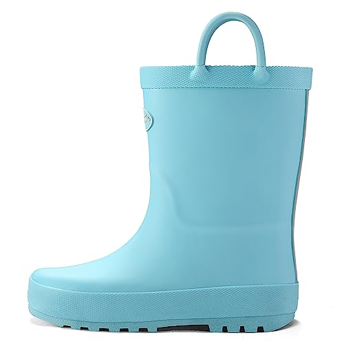 K KomForme Kids Rain Boots, Waterproof Rubber Matte Boots with Easy-on Handles