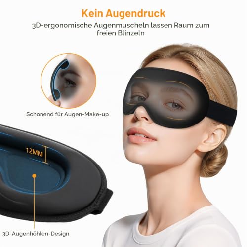 Gritin 3D Schlafmaske für Seitenschläfer Atmungsaktive & Lichtblockierend – Ansicht 3