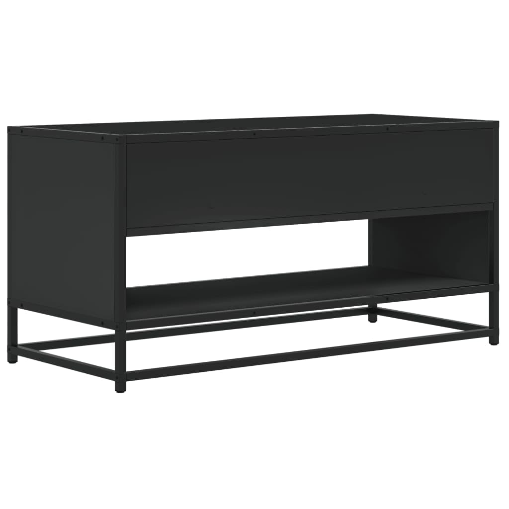 Mobile TV nero, 91 x 40 x 46 cm, in legno e metallo, mobile basso con spazio e cassetto, credenza per soggiorno, camera da letto, home theater e gaming, salvaspazio e moderno