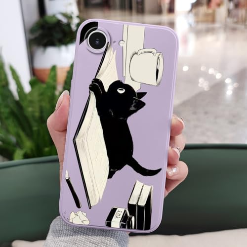Coque iPhone 16E eviter rayures housse souple fine motif chat violet silicone - 2