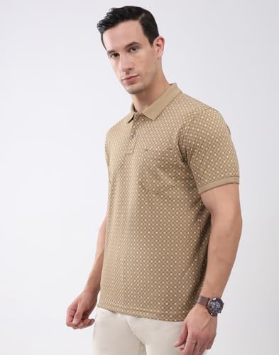 Image of Monte Carlo Men's Regular Fit T-Shirt | Printed Design | Collar Neck Button Closure | Half Sleeves Casual Fashion Wear Tshirt for Men's (Pack of 1)