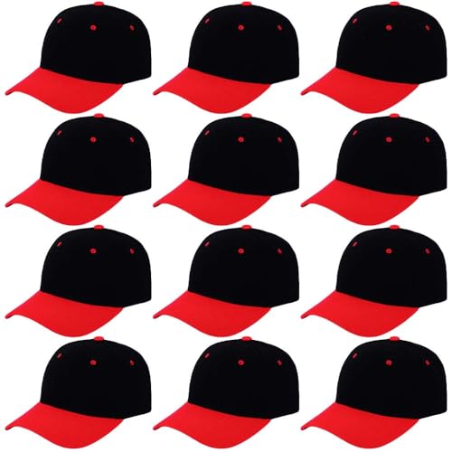 Image of ZH Plain Adjustable Baseball Cap - Lot of 12 Unisex Blank Design Caps