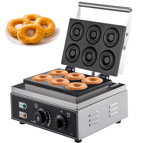 Commercial Donut Maker - 6 Holes Electric Double-Sided Heating Non-Stick Plates for Bakery Dessert Shop Coffee Business Mall Kiosk
