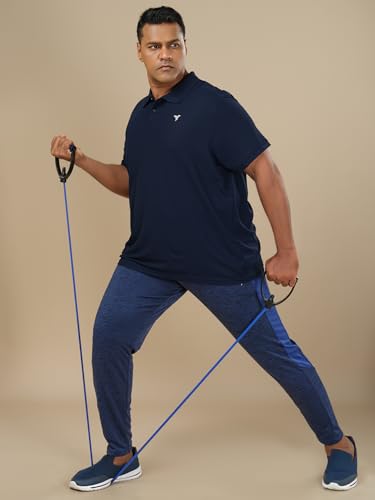 Image of TECHNOSPORT Men's Solid Slim Fit Polo Collar T-Shirt MATPIQ Half Sleeve Button Polyester for Gym Golf Casual Anti Odour UPF50+