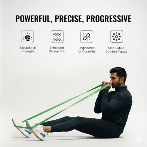 Image of WiseLife Elasticized Resistance Band for Exercise and Stretching | Power Band for Lower Body Strength Workouts | Suitable for Pull up Assist Upto 12-30 Kg (Green)