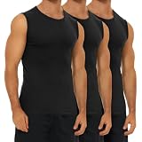 FALARY Unterhemd Herren Männer 3er Pack Schwarz gekämmte Baumwolle Tank...