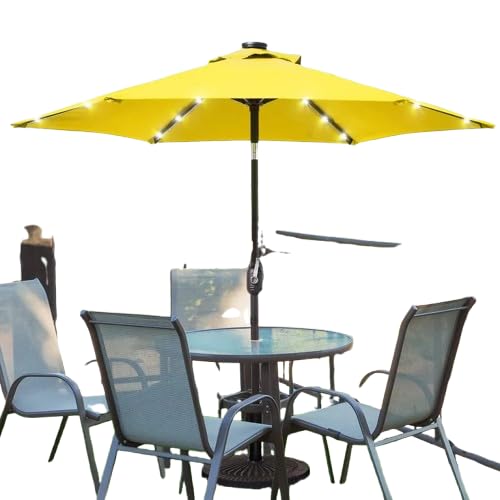 Image of Invezo Led Metal center Pole Center Pole Outdoor Garden Umbrella with Solar Panel (9 ft dia) with Base