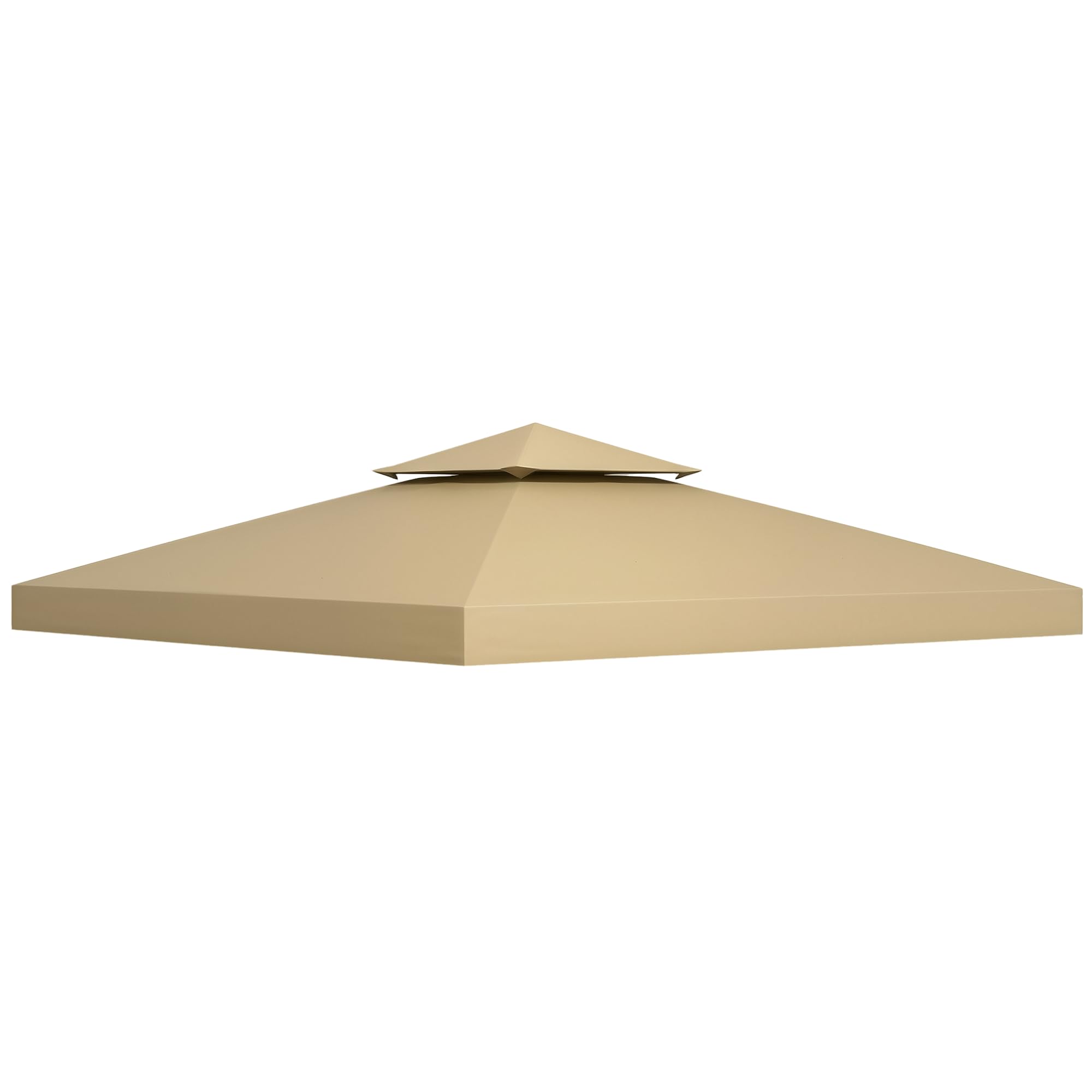Outsunny 3 x 3(m) Gazebo Canopy Replacement Cover 2-Tier Roof Top Spare Part Beige (TOP COVER ONLY)