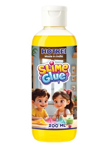 Image of HOTKEI 200 ml Yellow Slime Glue DIY Magic Jelly Putty Toy for Making Maker kit Set Liquid Gel Games Birthday Gift Toys for Boys Girls Kids for Making Slime at Home 3 to 10 Years