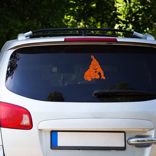 Image of Lord Krishna Vinyl Sticker for Car Bike and Water Proof (Size L-13cm x H-16cm) (Orange)