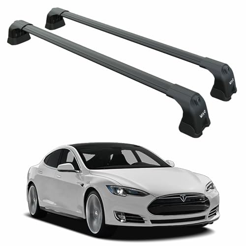 For Tesla Model S 2012-2016 Roof Rack Cross Bars Metal Bracket Fix Point Alu Black