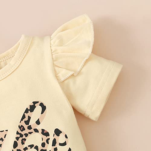 Miekisa Baby Girls Romper And Leopard Mesh Dress Sets With Headband (Yellow, 3-6 Months) #TOP5